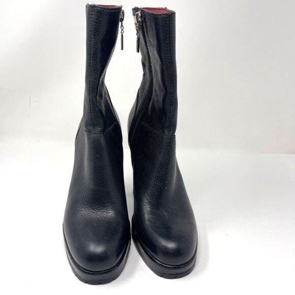 Vintage Tommy Hilfiger womans Black leather heel ankle booties 5.5M plat… - Picture 2 of 8